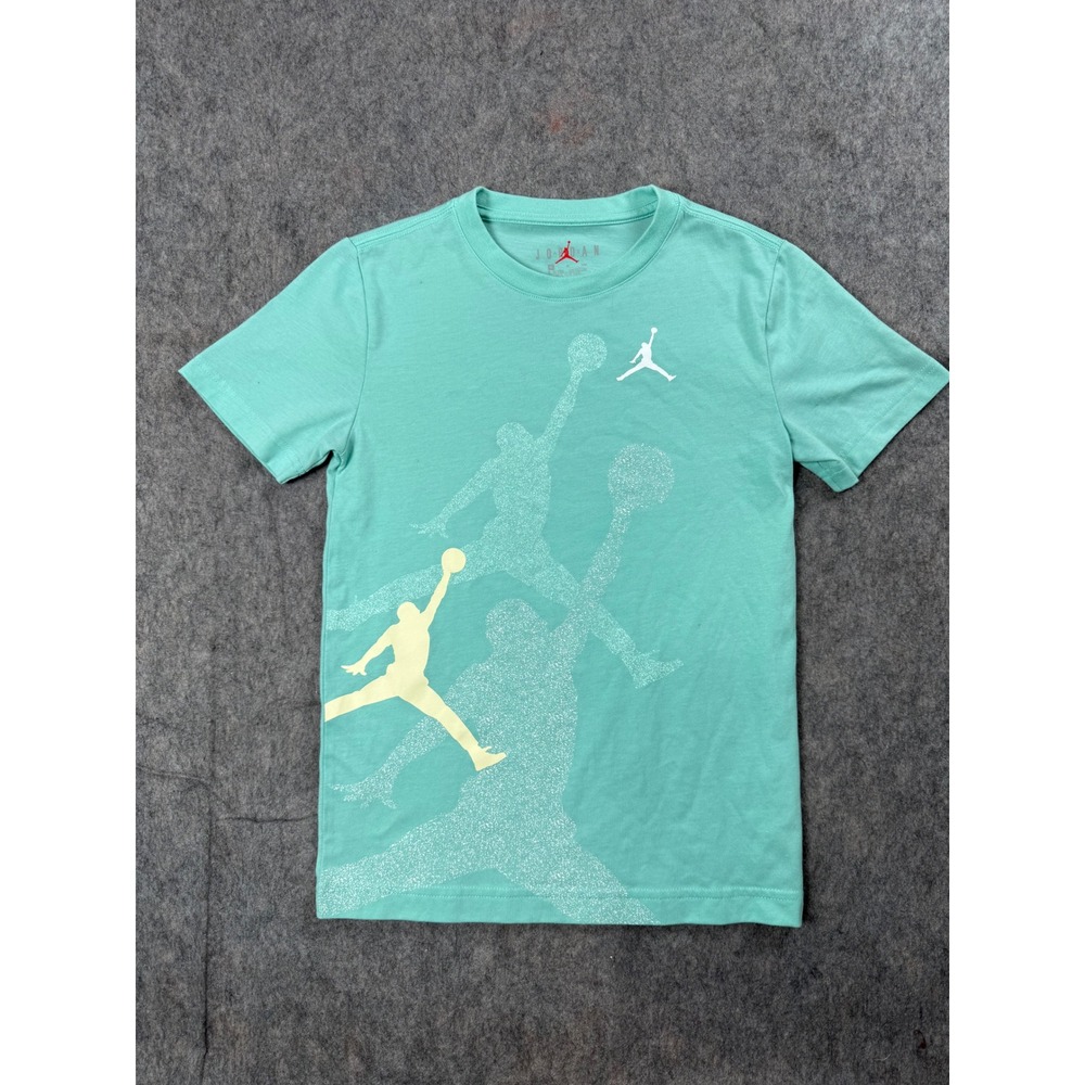 Jordan T-Shirt Boys Small S Teal Cotton Graphic Jumpman Athletic Sporty Casual